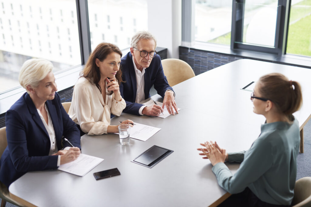 A job applicant attending an interview.